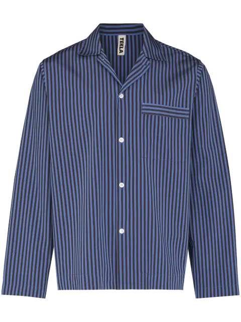 TEKLA organic cotton pajama shirt Blue SWTVS