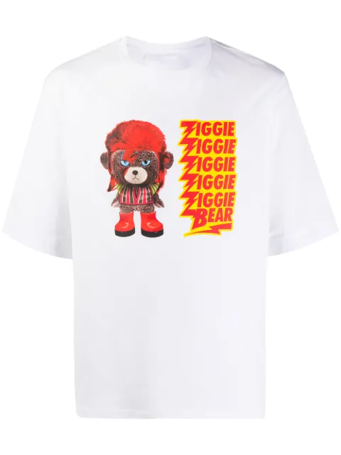 Neil Barrett Ziggie bear print cotton T-shirt White PBJT802SP517S