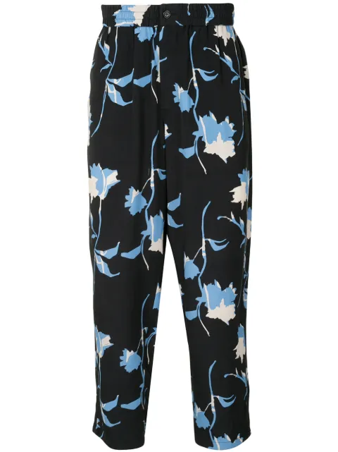 Ports V cropped floral print trousers Blue VL9TCL04JPV002