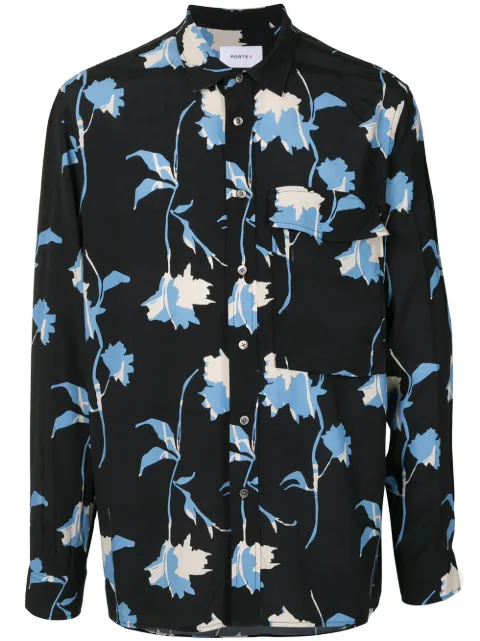 Ports V graphic floral shirt Blue VL9HCL08JPV002