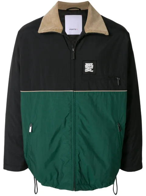 Ports V contrast panel drawstring jacket Black VL9CRC02JWN026