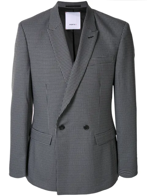 Ports V pied-de-poule double-breasted blazer Grey VL9BDB01JFP025