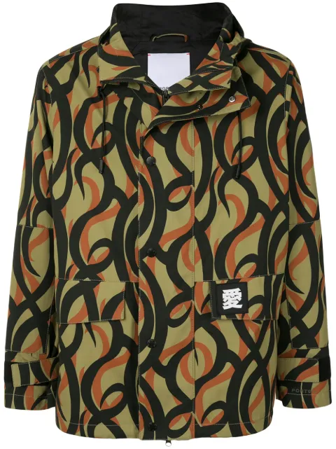 Ports V abstract-print hooded jacket Green VL9CRC07JPC006