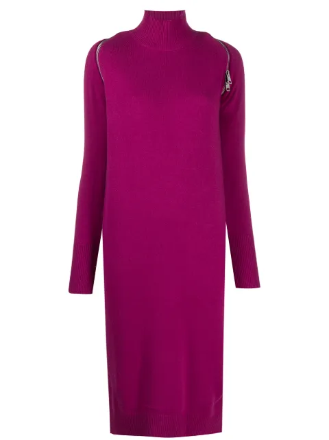 Diesel zip reveal roll neck knit dress Pink A012560TAZH