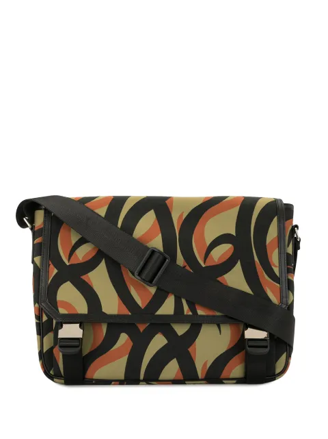 Ports V abstract-print messenger bag Green VL9AME01AJPC006
