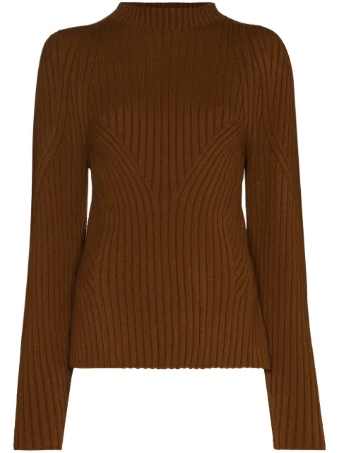Low Classic mock neck cutout back jumper Brown LOW20FWKN16CA