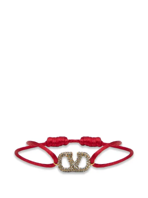 Valentino Garavani Vlogo Signature bracelet in cotton and swarovski crystals Gold WJ0F81YAB