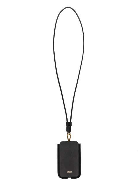 TOM FORD logo-embossed neck-strap phone case Black Y0306TLCL081