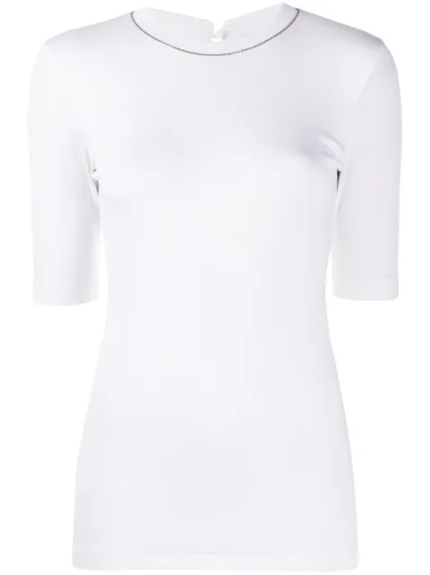 Brunello Cucinelli monili-trim short-sleeve T-shirt White M0TC8BJ310C159