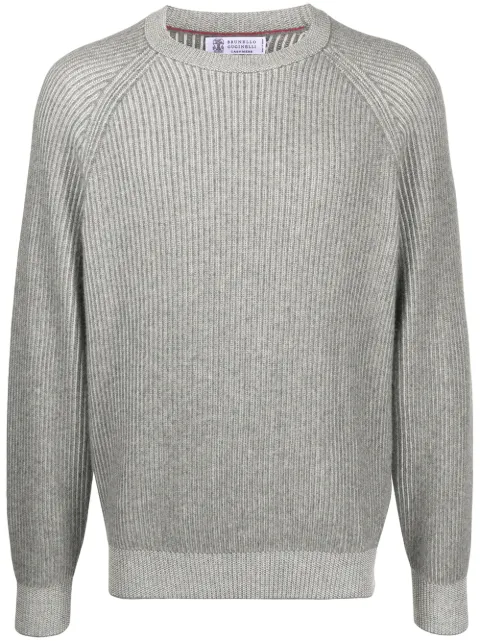 Brunello Cucinelli crew neck ribbed sweater Grey M22700500CQ543