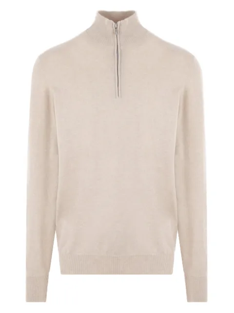 Brunello Cucinelli short-zip knitted jumper Neutrals M2200124CS396