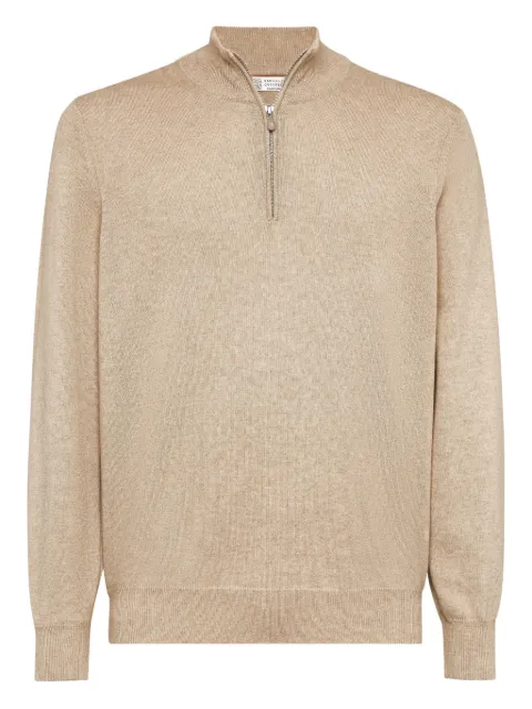 Brunello Cucinelli high neck zip front sweatshirt Neutrals M2200124C077A