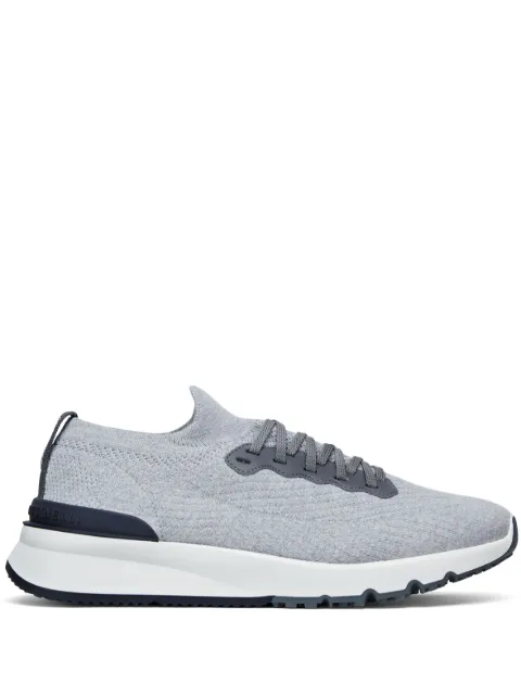 Brunello Cucinelli knit leather-trim sneakers Grey MZUPMBO252CB308