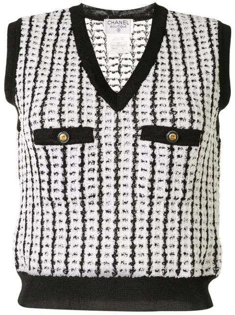 CHANEL Pre-Owned 1997 bouclé knitted vest Black 97PP07928V00356M8002