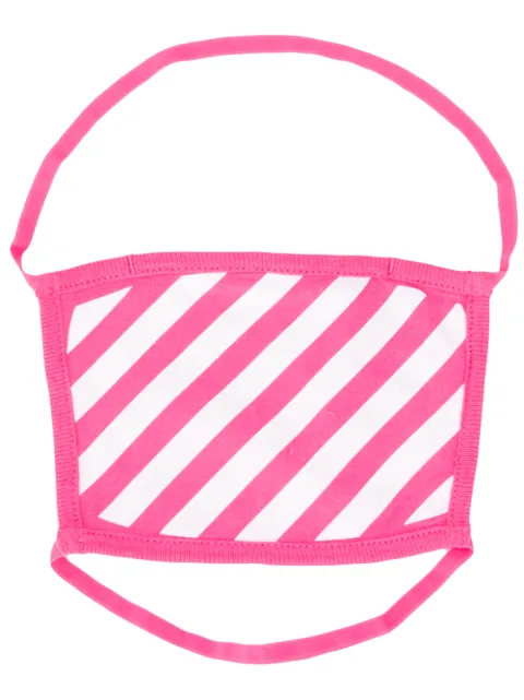 Off-White striped print face mask Pink OMRG002E20FAB0033201