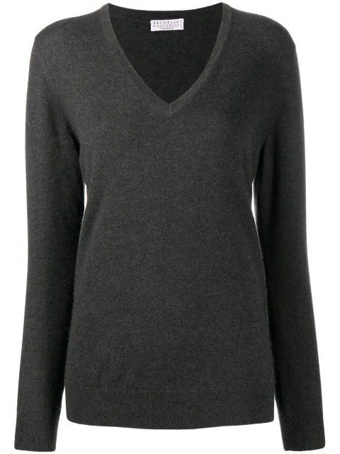 Brunello Cucinelli v-neck cashmere jumper Grey M12144402CG266