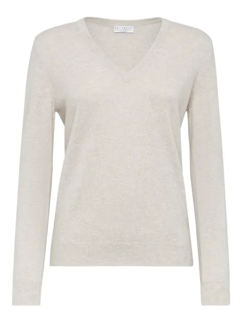 Brunello Cucinelli long-sleeve fitted jumper Neutrals M12144402C9276