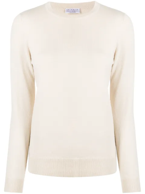 Brunello Cucinelli crew neck knitted jumper Neutrals M12144400CN058