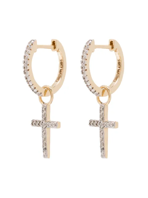 Mateo 14kt yellow gold cross huggie earrings Gold CEL40