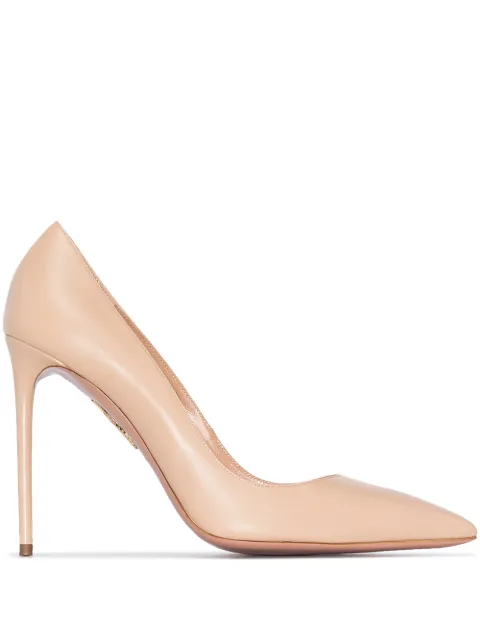 Aquazzura Purist 105mm leather pumps Neutrals PURHIGP1NAPECA