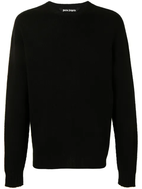 Palm Angels curved-logo wool-blend jumper Black PMHE027C99KNI001