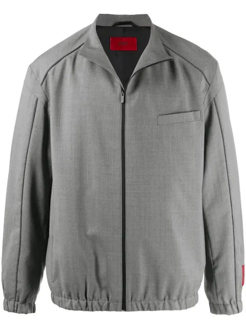 HUGO pinstriped pattern zipped jacket Grey 50425223