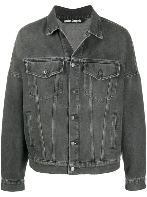 Palm Angels logo-print denim jacket Black PMYE006C99DEN001