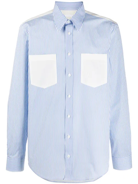 Helmut Lang striped cotton long-sleeved shirt Blue K04HM508