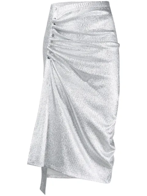 Rabanne ruched metallic midi skirt Silver 20PJJU007VI0222