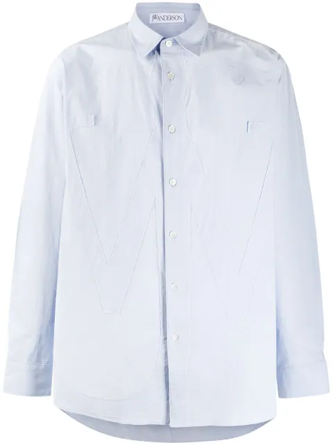 JW Anderson tonal applique buttoned shirt Blue SH0045PG0189804