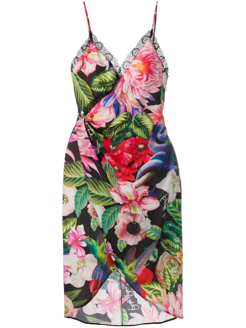 Philipp Plein floral-print wrap dress Black P20CWRG1493PTE015N