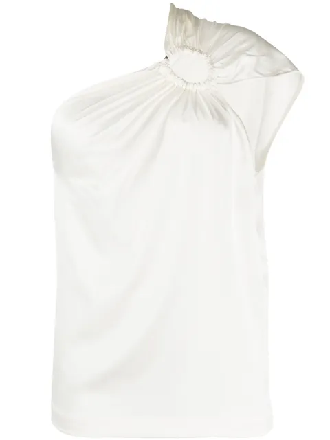 Materiel one-shoulder hoop blouse White SS20LAM17296BLWT