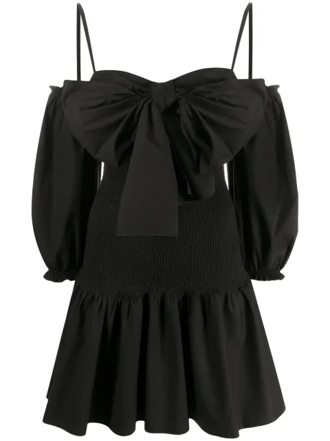 RED Valentino bow-detail poplin dress Black RVAP500VU