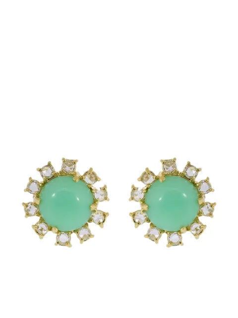 Irene Neuwirth 18kt yellow gold mint chrysoprase and diamond stud earrings Green E599MC2DIP