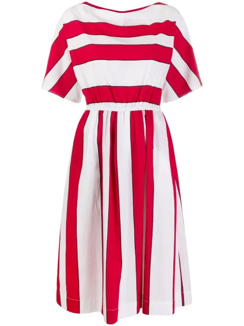 Woolrich Scully Stripe midi dress White WWDR0046FRUT2111