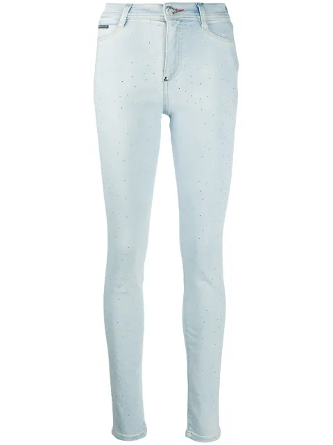 Philipp Plein high-waisted crystal jeggings Blue S20CWDT1337PDE004N