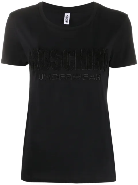 Moschino Underwear-logo embroidered T-shirt Black 19069016