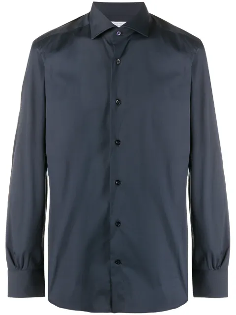 Mazzarelli plain buttoned shirt Blue COMFORT