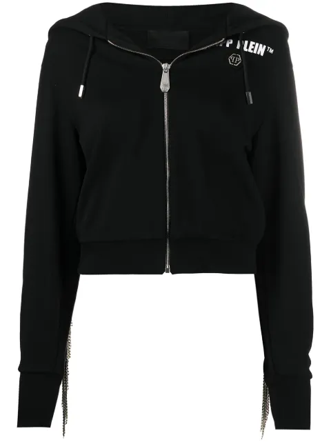 Philipp Plein fringe detail hoodie Black F20CWJB1321PJY002N