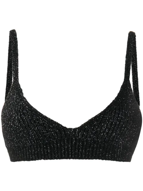 Alanui ribbed knit cropped top Metallic LWHA033F20KNI0011007