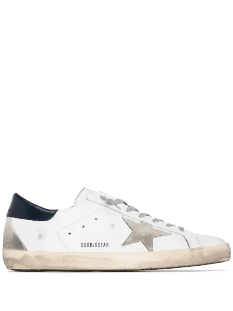 Golden Goose Super-Star trainers with suede star and blue heel tab White GMF00102F000311