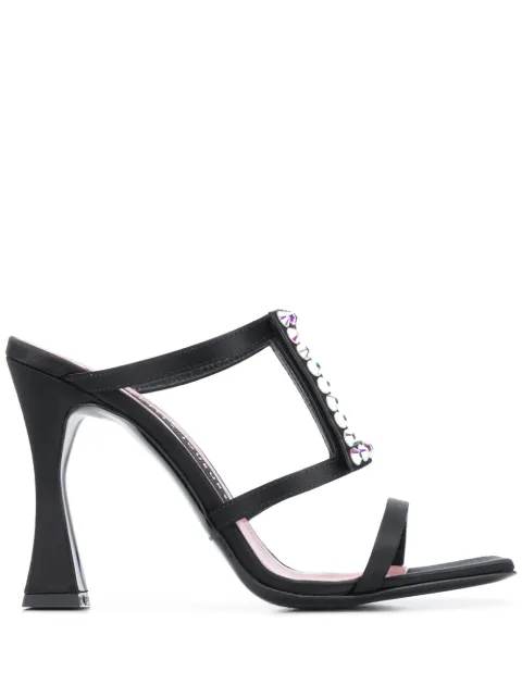 Les Petits Joueurs Hoya studded satin sandals Black HY01RS01