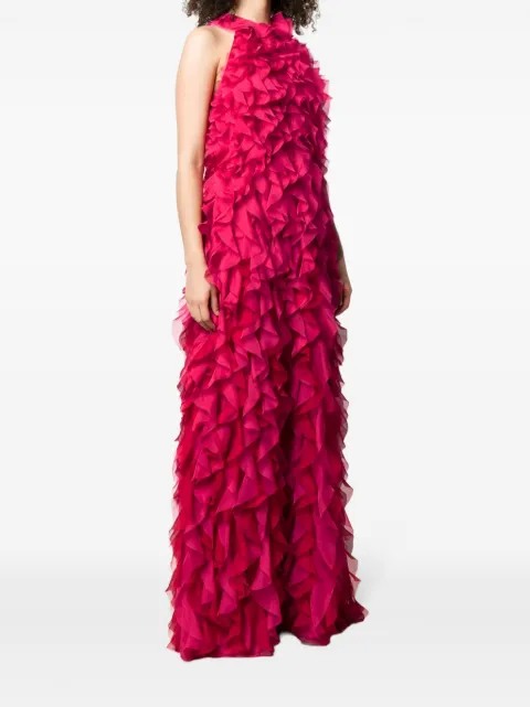 Alberta Ferretti ruffled racerback evening dress Pink A04461150116