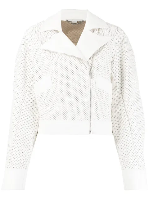 Stella McCartney perforated biker jacket White 600346SMB67