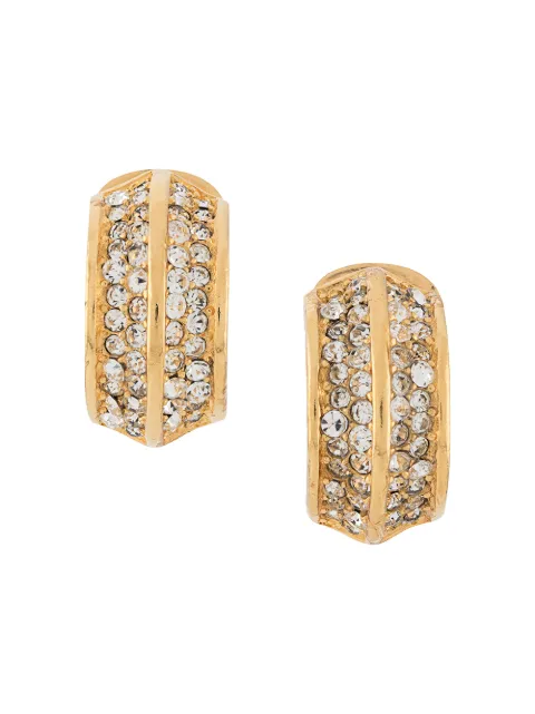 Christian Dior Pre-Owned 1980s pre-owned rhinestone-embellished half-hoop earrings Gold ER023266A