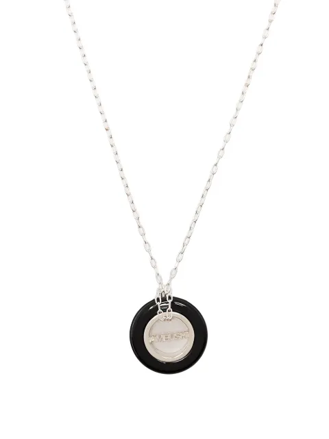 AMBUSH engraved logo round pendant necklace Silver BMOB014F20MET0011072
