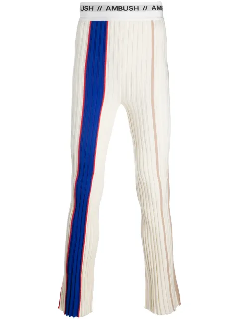 AMBUSH logo band ribbed trousers White BMHG001F20KNI0010184