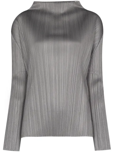 Pleats Please Issey Miyake cowl-neck top Grey PP98JK104