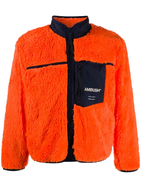 AMBUSH logo-print fleece jacket Orange BMEA001F20FLE0012200