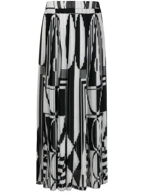 Balmain geometric-print pleated skirt Black TF04477I474